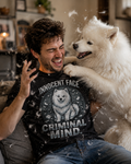 Innocent Face Criminal Mind Samoyed T-Shirt | Funny Samoyed Owner Gift